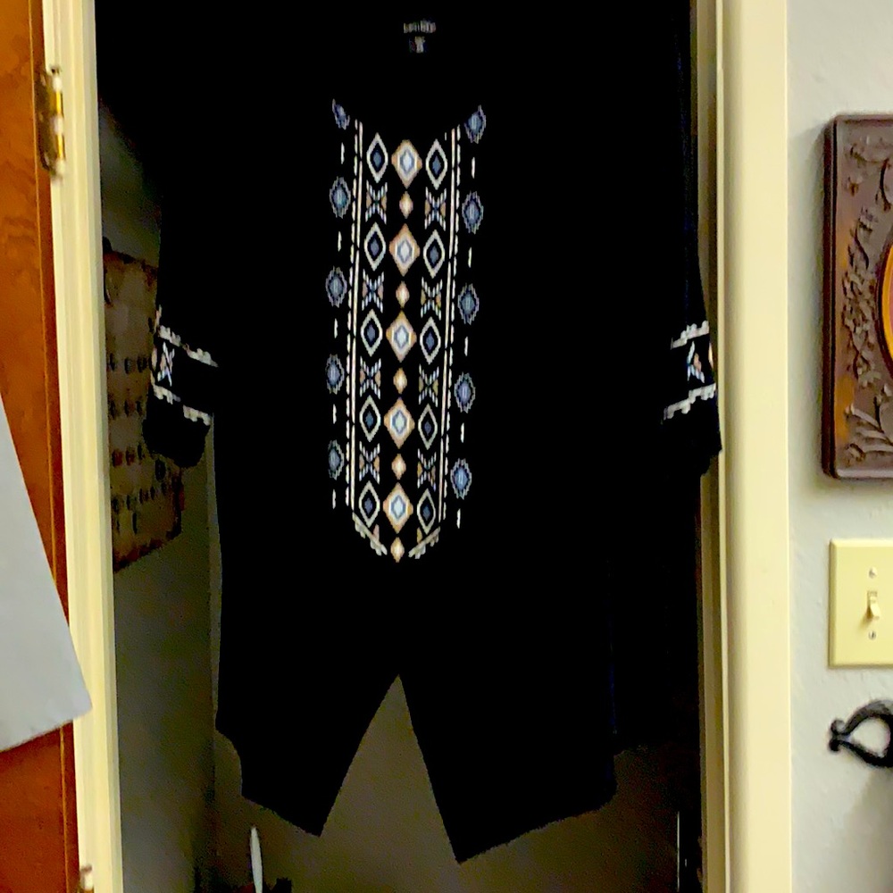 Black shirt with Aztec design